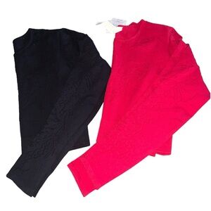 Fabletics Perforated Flora Seamless Lace Black Long Sleeve Cropped Top Large